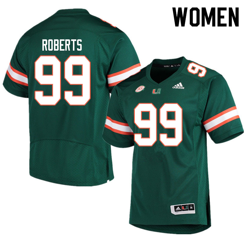 Women #99 Elijah Roberts Miami Hurricanes College Football Jerseys Sale-Green - Click Image to Close